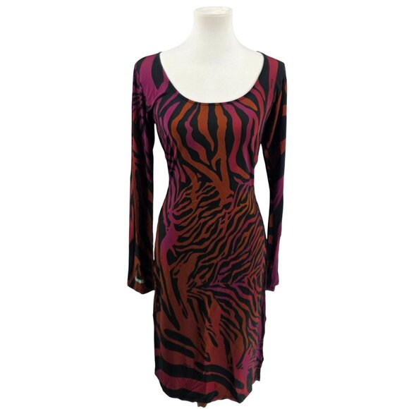Koché Womens Animal Print Long Sleeve Dress with Mesh Back M - Picture 4 of 15